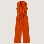Dames jumpsuit met elegante wijde pijpen - oranje casual look voor elke gelegenheid