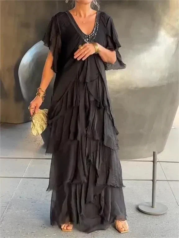 Boho layered maxi jurk voor vrouwen - elegante avondoutfit voor zomerevenementen