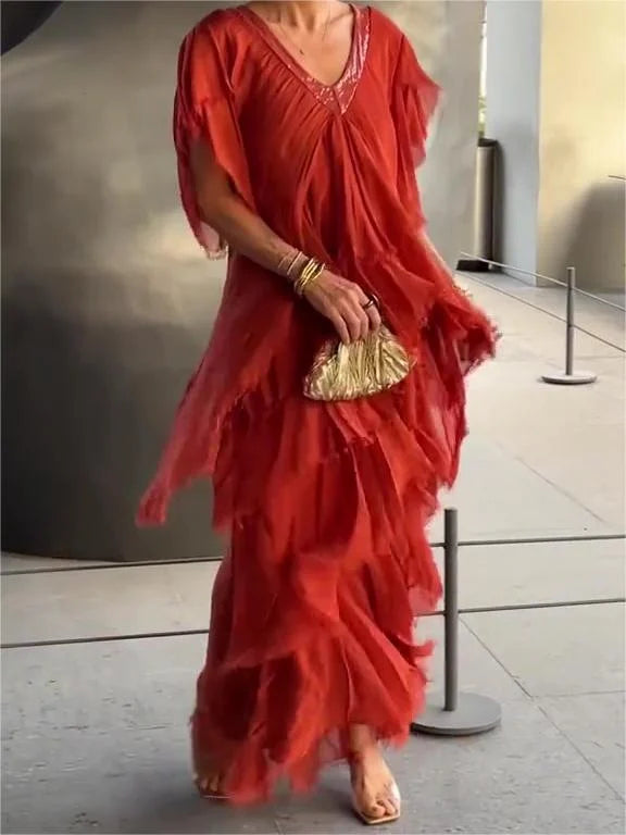 Boho layered maxi jurk voor vrouwen - elegante avondoutfit voor zomerevenementen