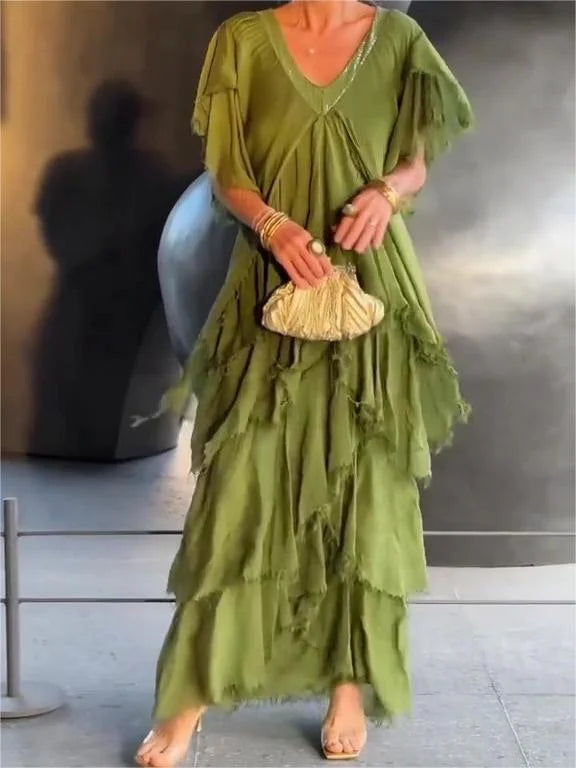 Boho layered maxi jurk voor vrouwen - elegante avondoutfit voor zomerevenementen