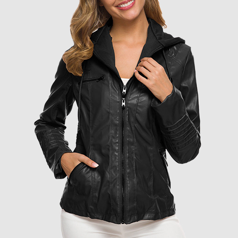 Leren damesjas - stijlvol design met capuchon en warme voering - Bakkermode.nl