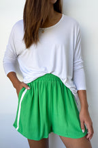 Dames casual shorts met relaxte pasvorm in linnenmix - lichtgewicht met elastische tailleband voor de zomer