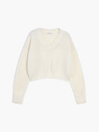 Cropped gebreide pullover - stijlvolle dames v-hals sweater