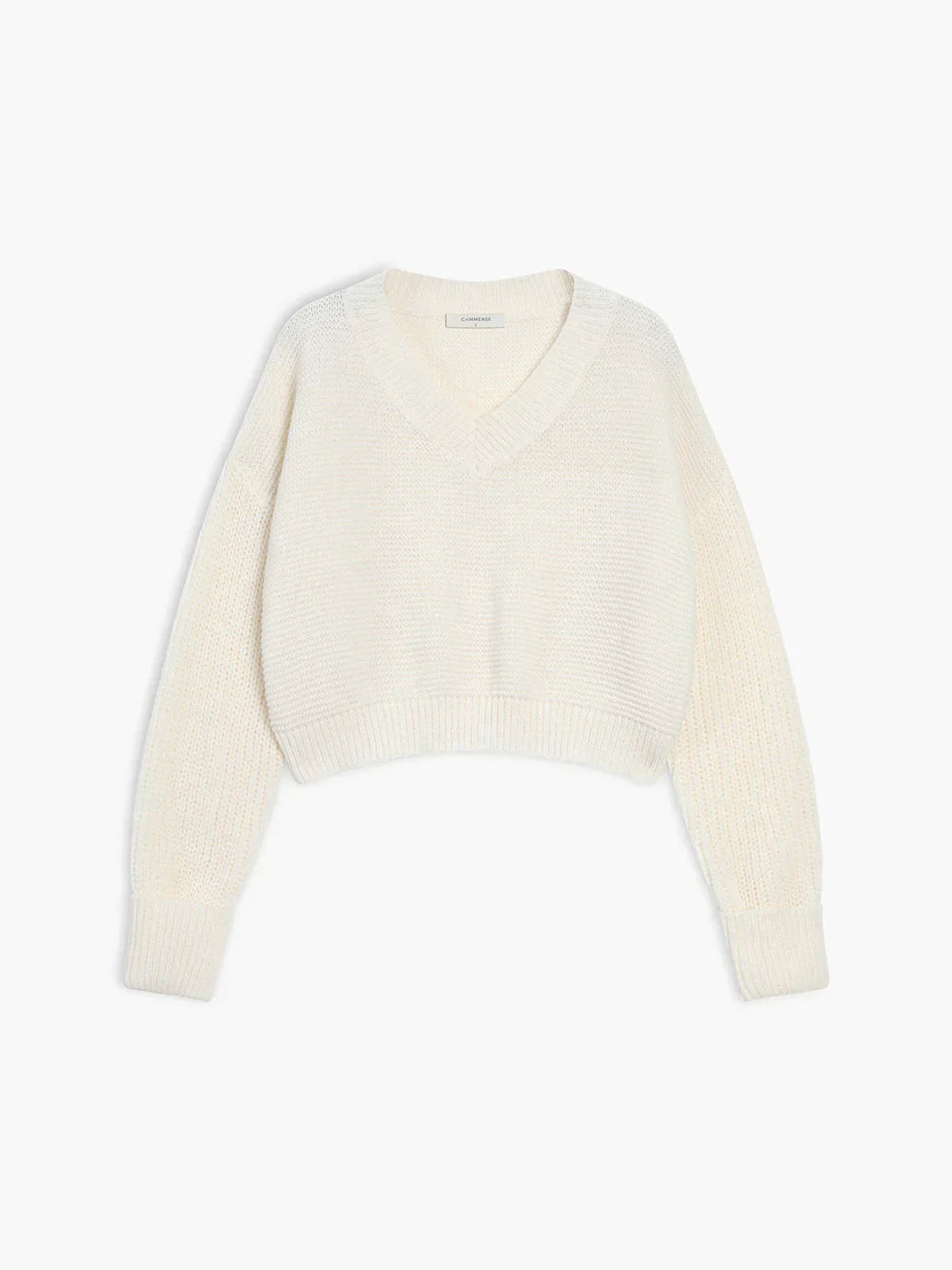 Cropped gebreide pullover - stijlvolle dames v-hals sweater
