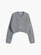 Cropped gebreide pullover - stijlvolle dames v-hals sweater