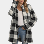 Gepromot coat - gezellige dames checkered oversized jas