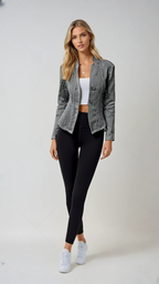 Damesblazer - textuur blazer - geschikt voor kantoor en vrije tijd
