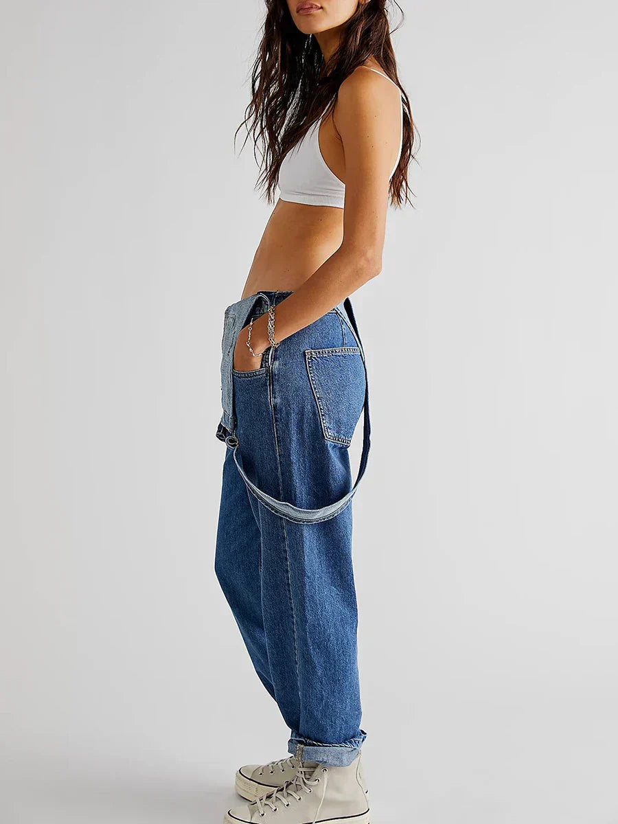 Denim overalls - lekkere pasvorm jumpsuit voor dames