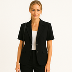 Dames smart office blazer korte mouwen katoenmix jacket - elegante professionele kleding