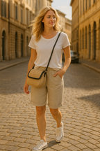 Dames linnen shorts - ademende elastische taillebroeken voor dagelijks gebruik