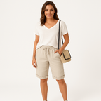 Dames linnen shorts - ademende elastische taillebroeken voor dagelijks gebruik