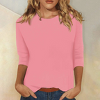 Dames casual t-shirt zachte jersey blouse voor dagelijks gebruik - lange mouwen, relaxed fit