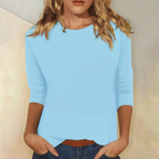 Dames casual t-shirt zachte jersey blouse voor dagelijks gebruik - lange mouwen, relaxed fit