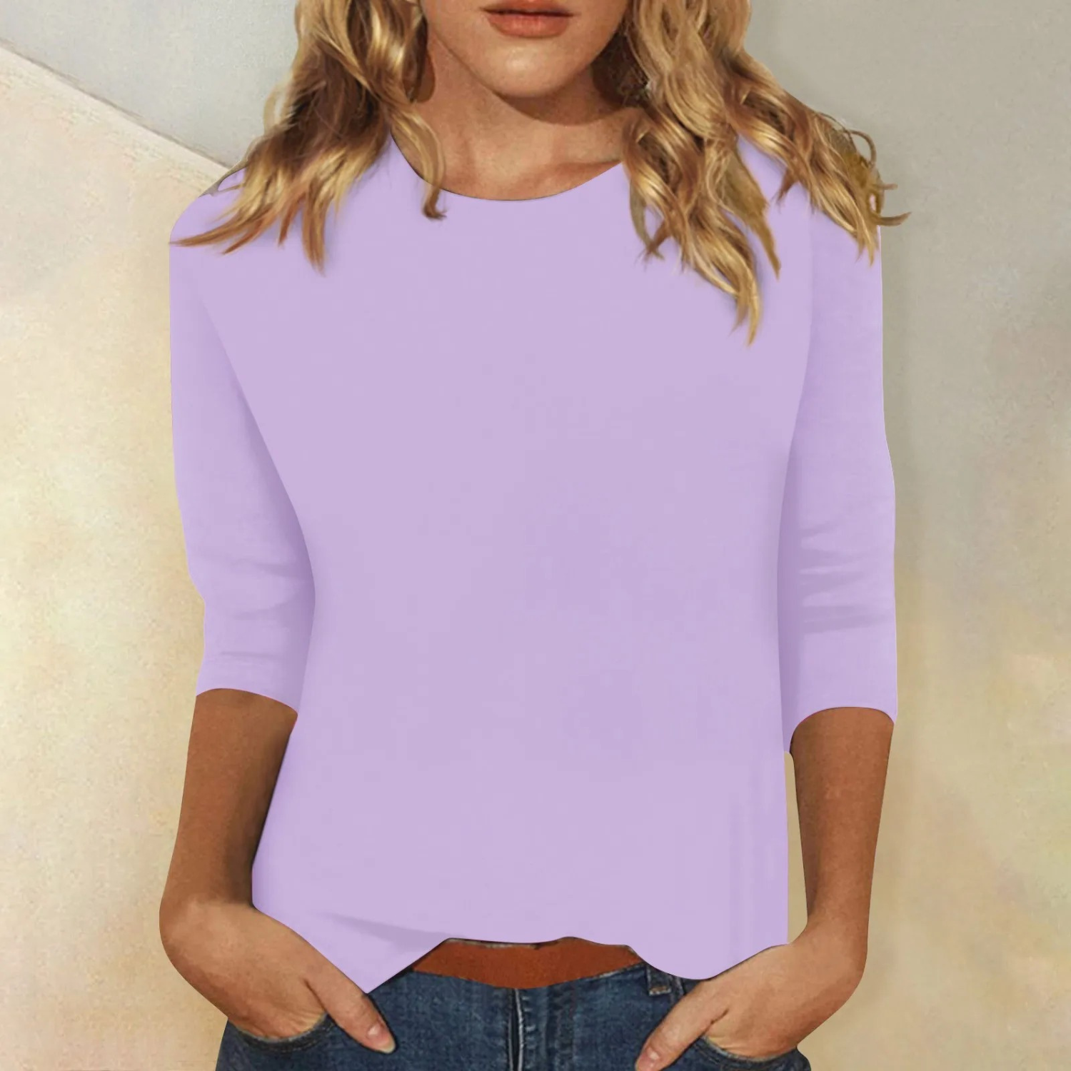 Dames casual t-shirt zachte jersey blouse voor dagelijks gebruik - lange mouwen, relaxed fit