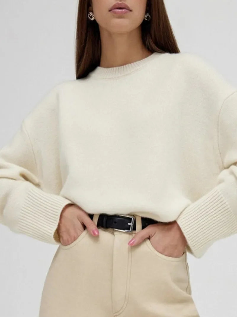 Dames gebreide trui voor casual stijl - ontspannen pasvorm warme trui voor elke dag