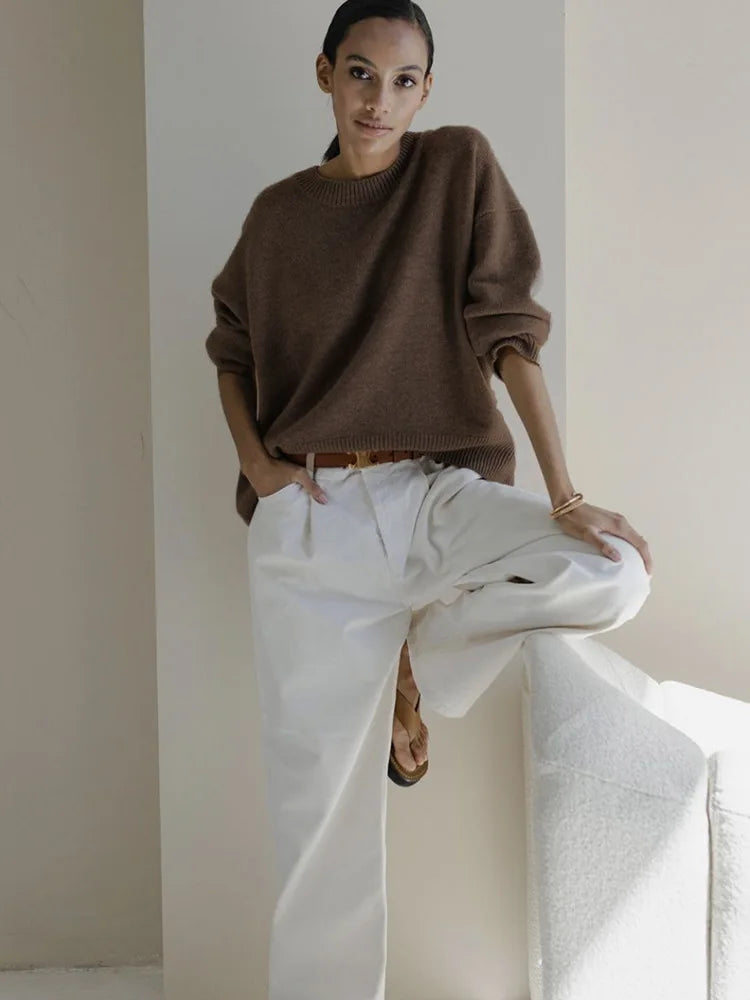 Dames gebreide trui voor casual stijl - ontspannen pasvorm warme trui voor elke dag