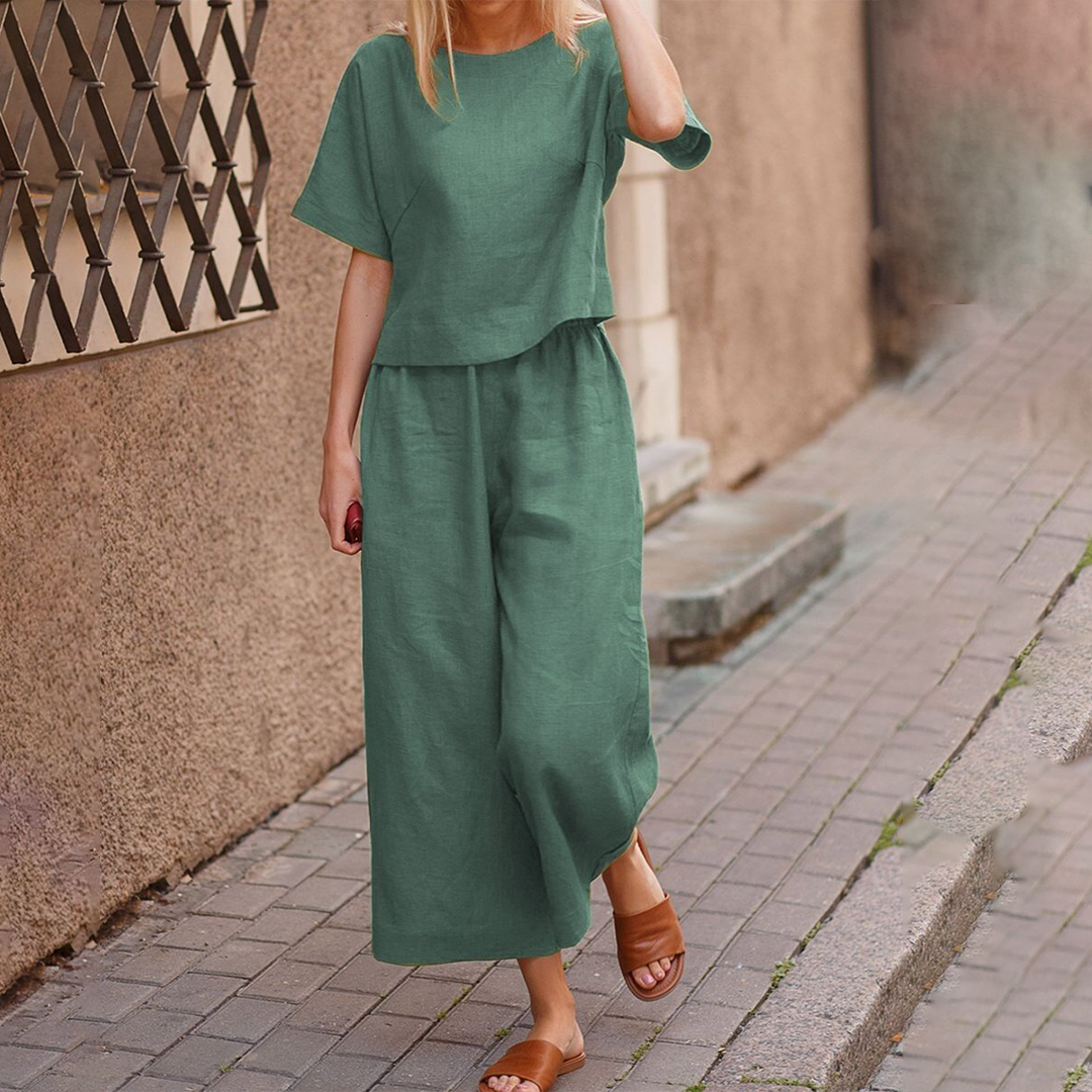 2-delige vrouwen casual top en luchtige broek set - lichtgewicht outfit voor dagelijks gebruik
