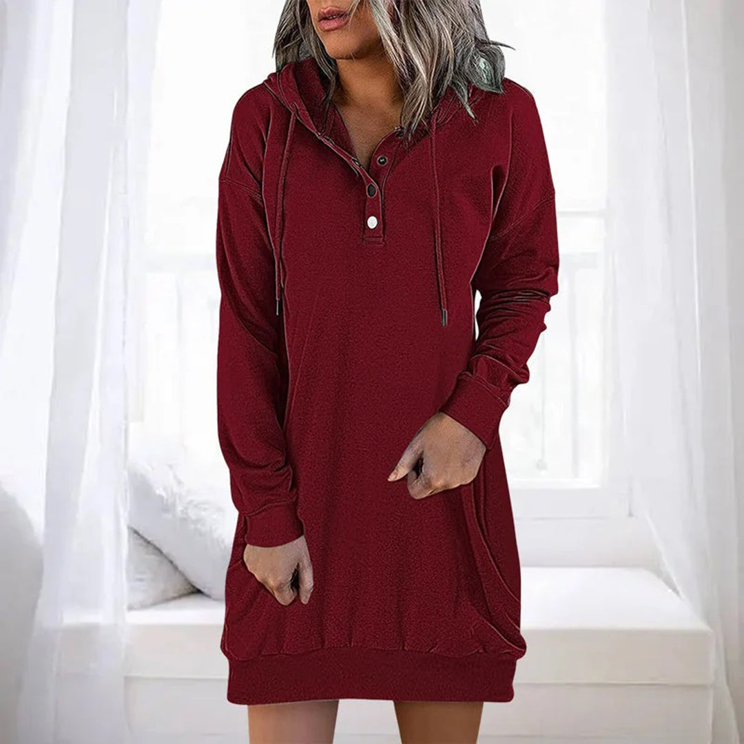 Hooded casual dress - stijlvolle vrouwen hoodie jurk