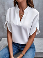 Dames casual blouse - lichtgewicht relaxte fit top - elegante korte mouwen voor dagelijks gebruik