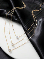 3-delige kettingset met kristalbedels - elegante gouden dames sieraden