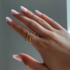 Verstelbare dubbele ring - stralend goud modern ontwerp voor avondkleding & casual gelegenheden