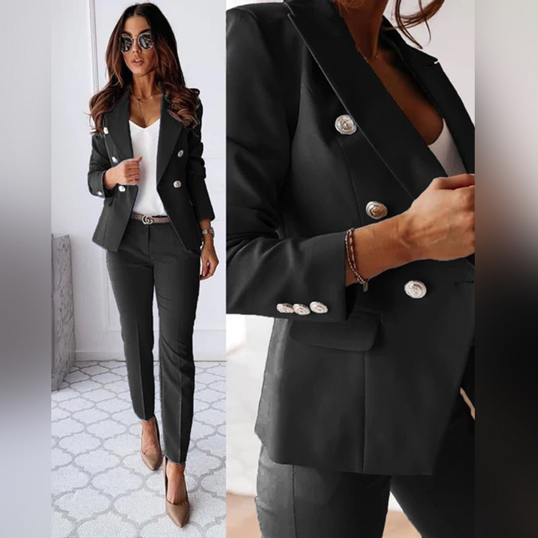 2-delige dames maatpak met blazer en broek - stijlvolle kantooroutfit voor professionele vrouwen