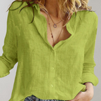 Linnen shirt - casual damesblouse met knopen