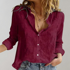 Linnen blouse met knopen - relaxed fit dames top