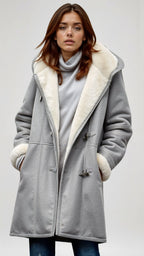 Wollen blend capuchoncoat - stijlvolle warme damesouterwear
