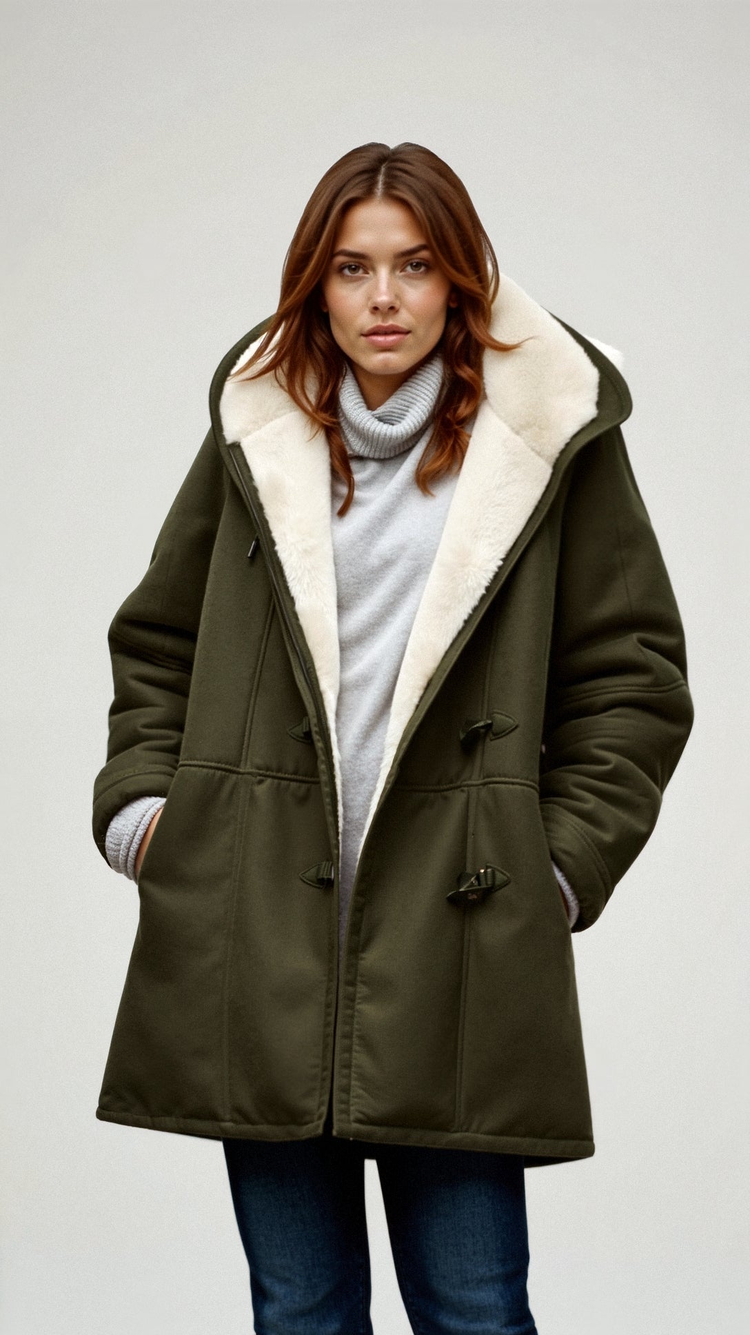Wollen blend capuchoncoat - stijlvolle warme damesouterwear