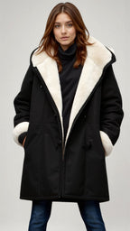 Wollen blend capuchoncoat - stijlvolle warme damesouterwear
