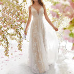 Chique mesh maxi jurk met v-hals - elegante avondjurk voor bijzondere gelegenheden