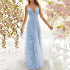 Chique mesh maxi jurk met v-hals - elegante avondjurk voor bijzondere gelegenheden