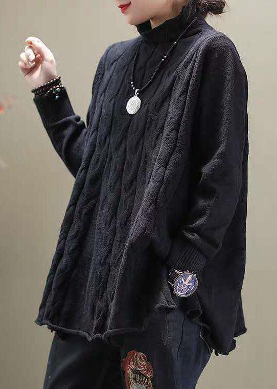 Dames casual gebreid trui met relaxed col in zwart - zachte, veelzijdige laag voor dagelijks gebruik