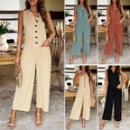 Dames jumpsuit - stijlvolle mouwloze utility stijl