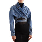 Denim jas - trendy blauwe vrouwen cropped stijl