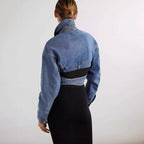 Denim jas - trendy blauwe vrouwen cropped stijl