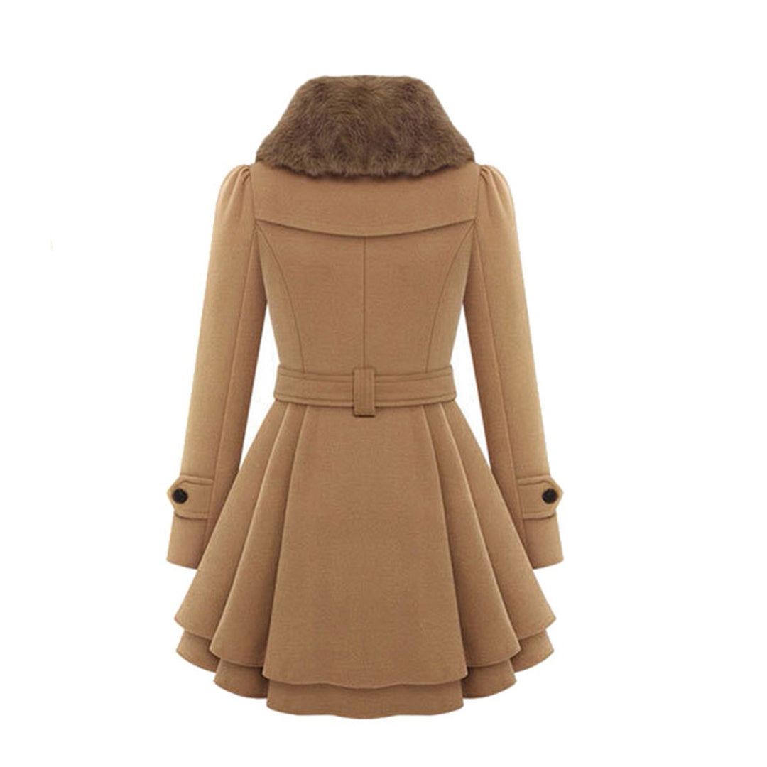 Dames trenchcoat van wolmix - elegante lange winterjas