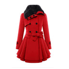 Dames trenchcoat van wolmix - elegante lange winterjas