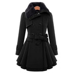 Dames trenchcoat van wolmix - elegante lange winterjas