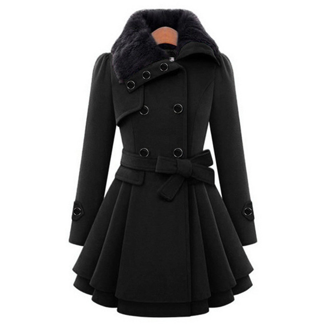 Dames trenchcoat van wolmix - elegante lange winterjas