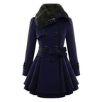 Dames trenchcoat van wolmix - elegante lange winterjas