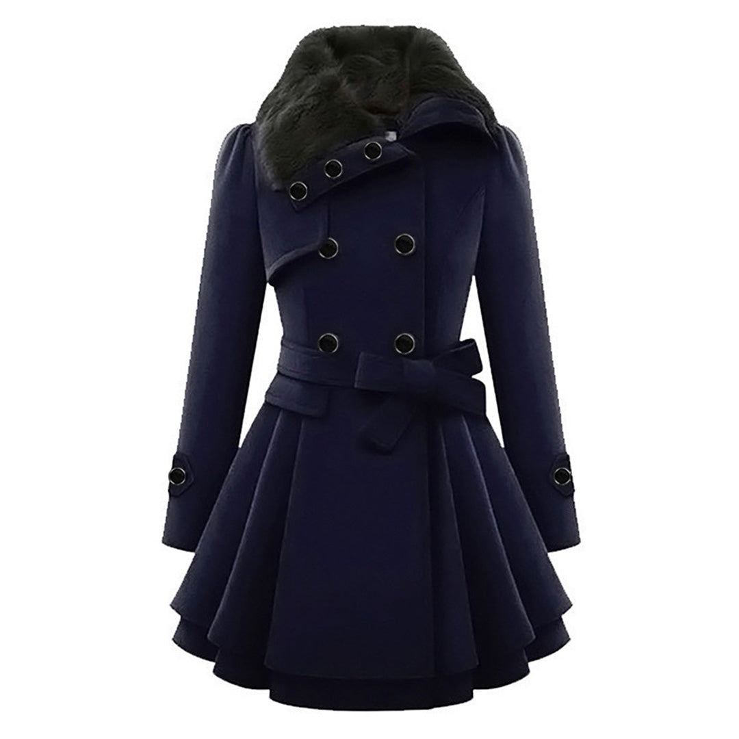 Dames trenchcoat van wolmix - elegante lange winterjas
