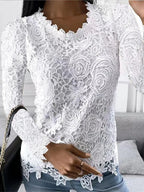 Lace langwerpige top - bloemen blouse voor dames