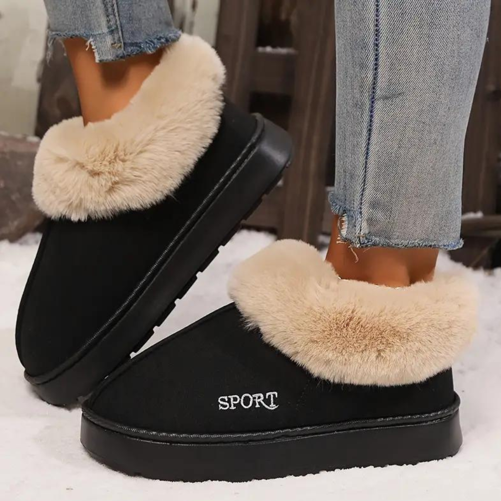 Faux leren slippers - gezellige dames binnenschoenen