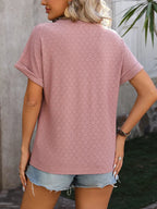 Dames casual v-hals zomertop - lichtgewicht korte mouwen t-shirt voor dagelijkse elegantie