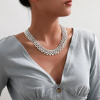 Meerdere strengen ketting - elegante gelaagde dames chokercollier - Bakkermode.nl