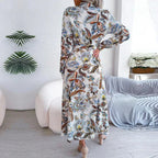 Dames lange mouwen bloemenprint jurk - elegante maxi jurk voor casual of formele gelegenheden