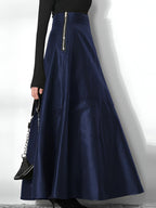 Pu leren maxi rok - verfijnde lange damesrok