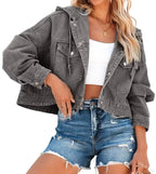 Denimjack - chique dames cropped jack met capuchon